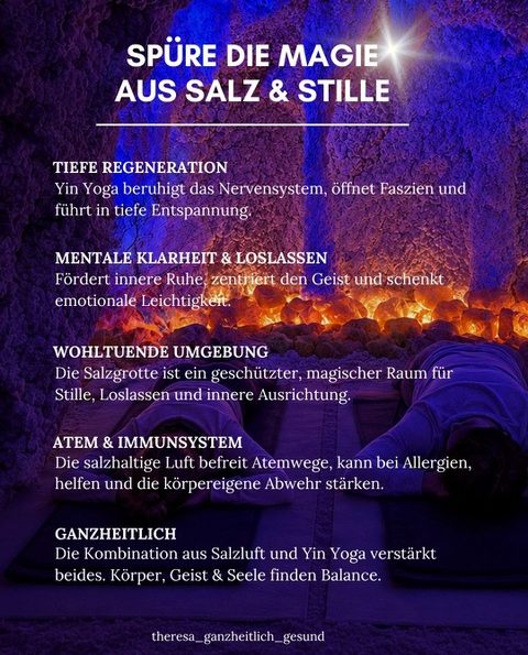 Information zur YinYogaveranstaltung Hinweis auf die Yoga-Veranstaltung in der Salzgrotte: Nächste Termine 24. und 31.01. jeweils 14-15.30 Uhr