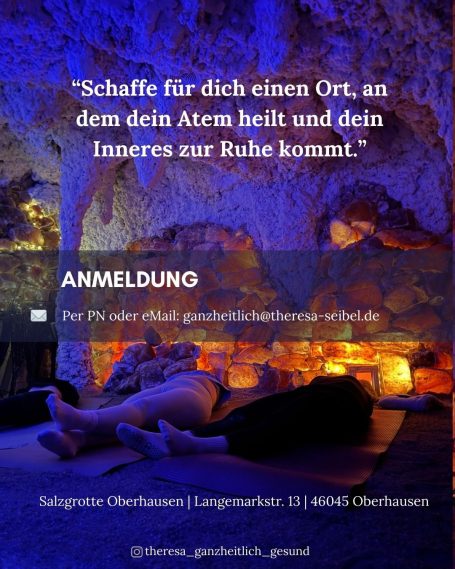 Schaffe für dich einen Ort, in dem dein Atem heilt und dein Inneres zur Ruhe kommt. Anmeldung zum YinYoga in der Salzgrotte Oberhausen